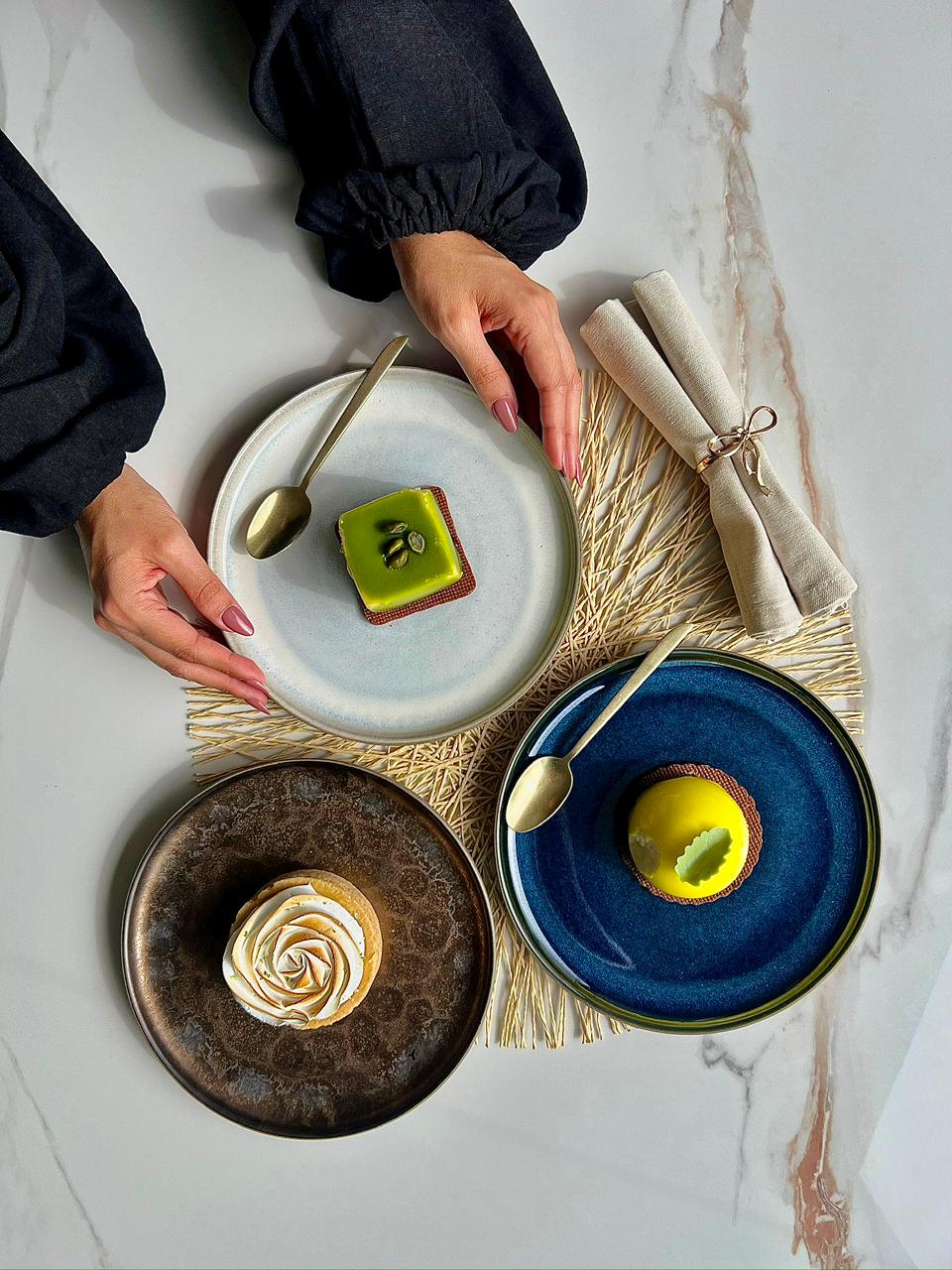Chef plating on Portuguese stoneware